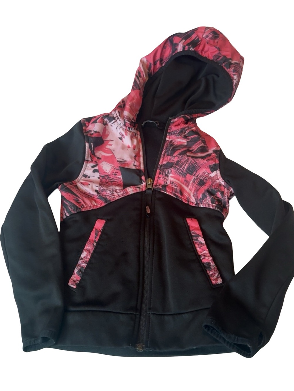 The North Face Girls' Black & Pink Hooded Jacket